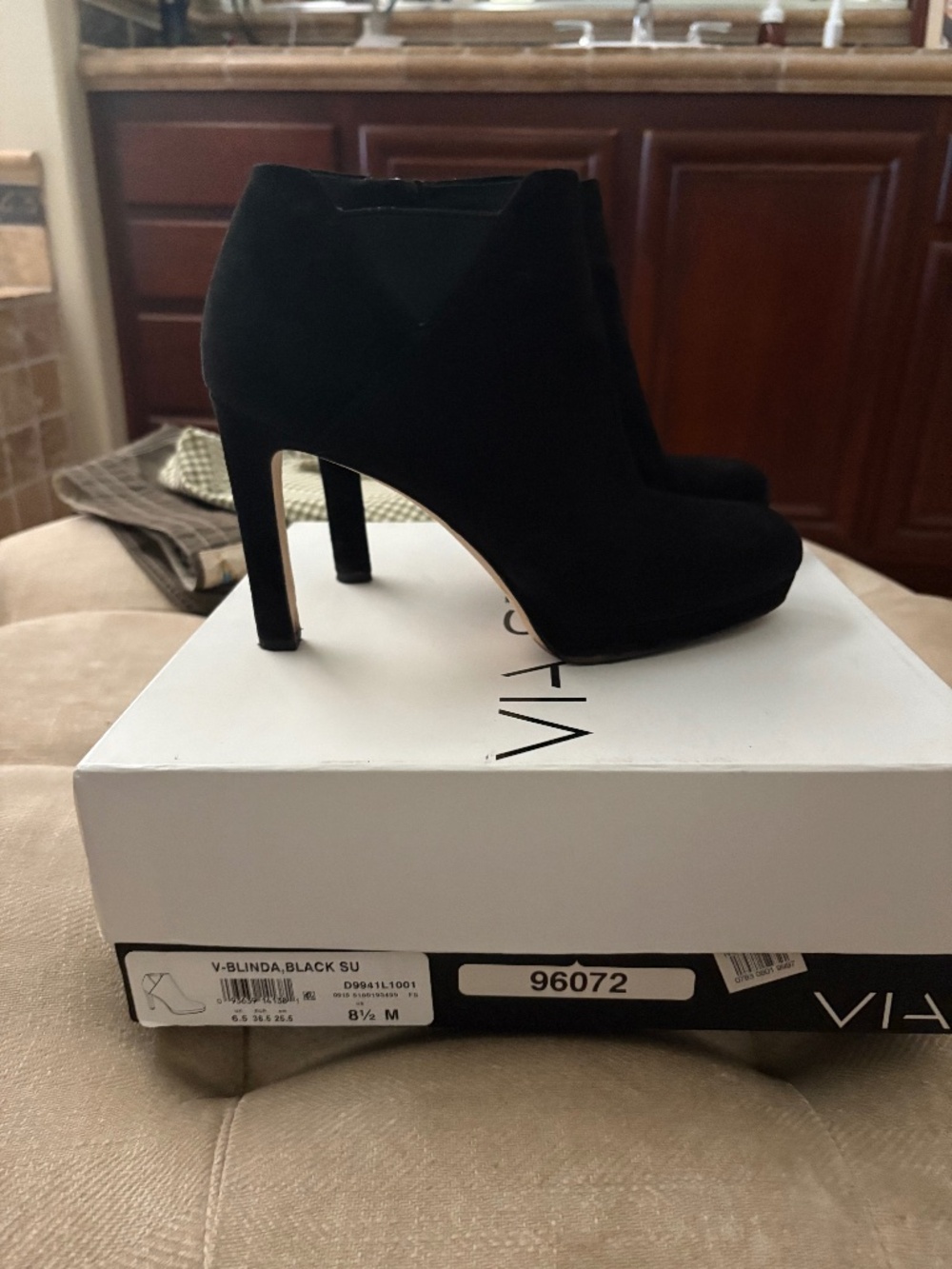 Via Spiga black suede booties